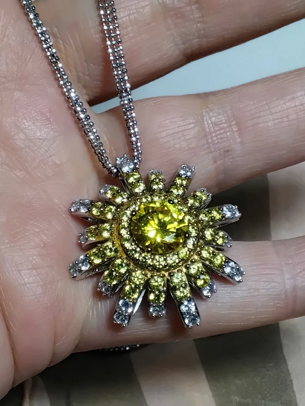 Vanna K CZ 925 Silver Sunburst Necklace